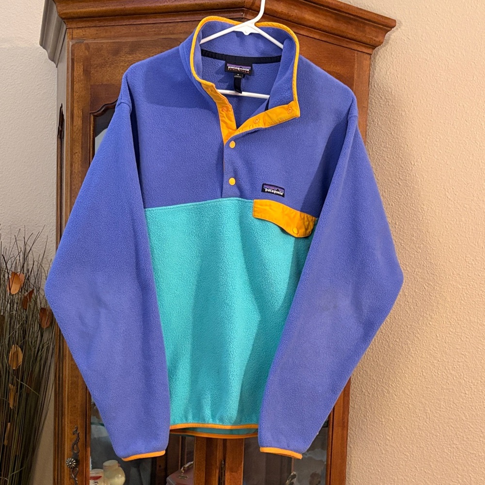 Patagonia Blue and Aqua Fleece Pullover